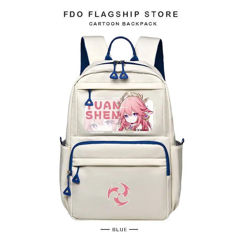 Genshin Impact Ganyu Klee Yae Miko Boys Girls Middle Elementary School Students Large Capacity Lightweight Backpack Anime