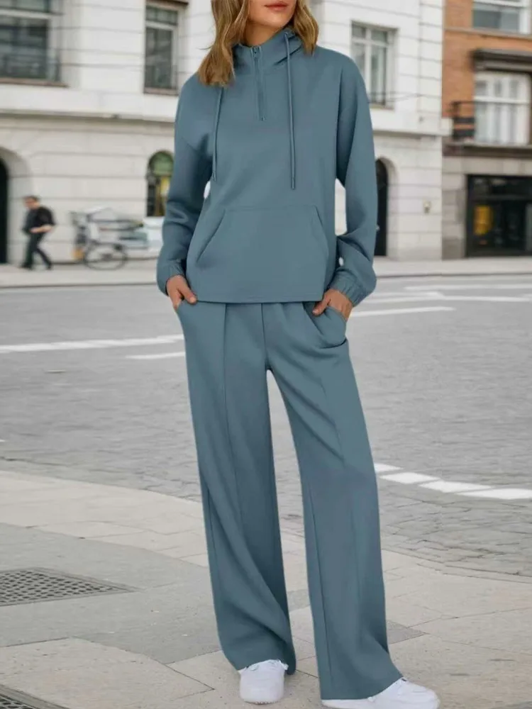 

Женские комплекты из 2 предметов, Новое поступление 2026 года, весенне-осенние одинаковые комплекты, комплекты из двух предметов, топ и широкие брюки, костюмы, одежда