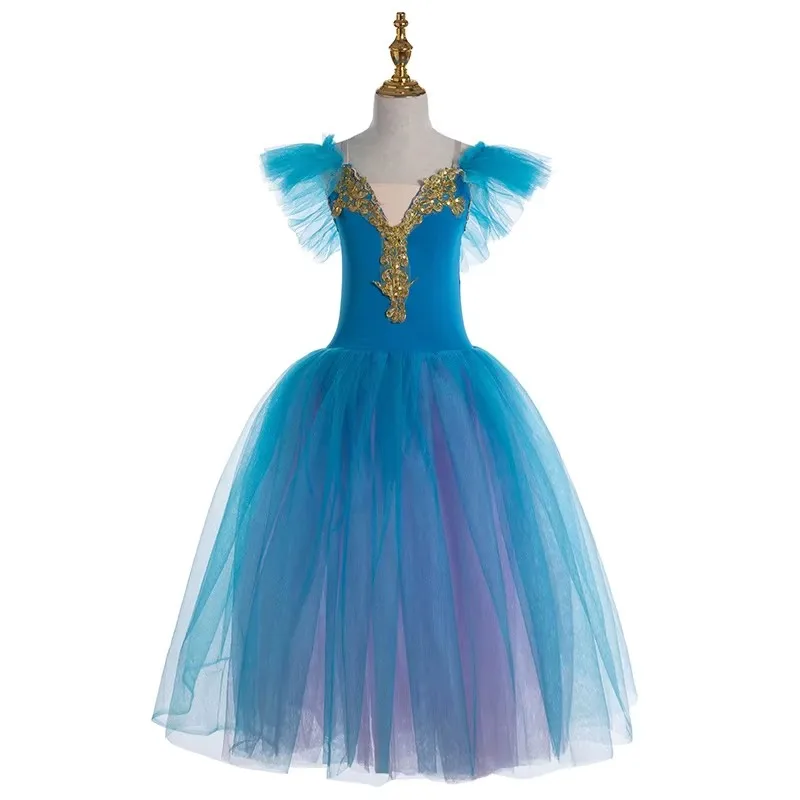 Gonne da balletto professionali blu rosa per costumi da donna adulta Gonne lunghe TUTU Abbigliamento da ballo dei cigni