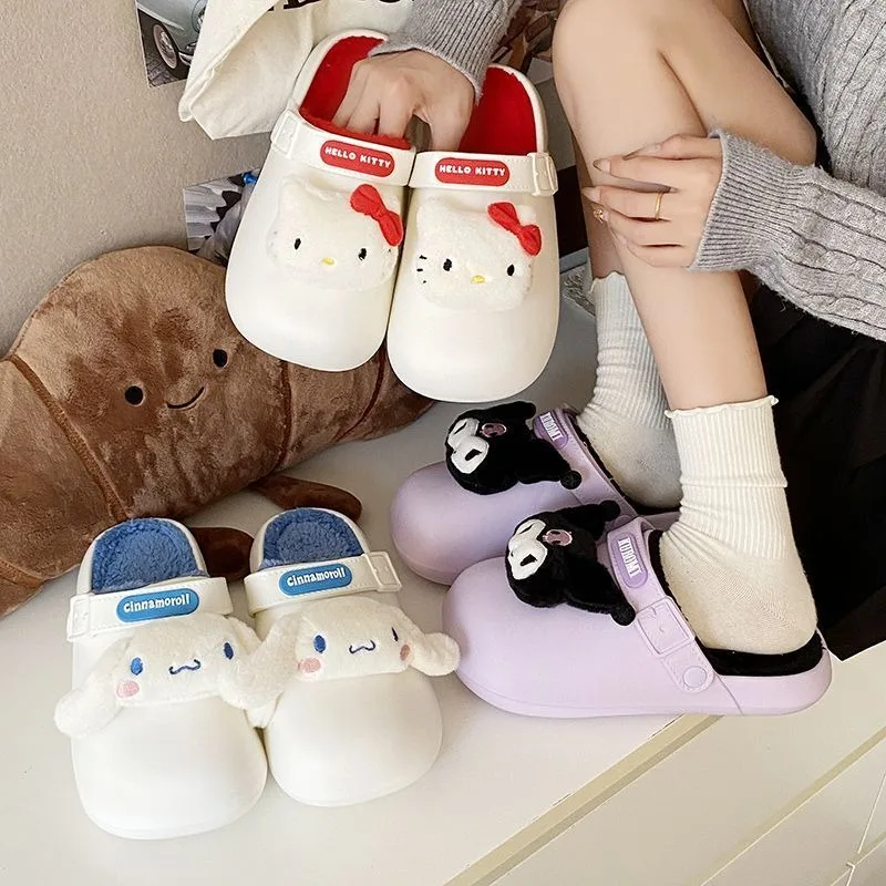 Sanrio Hello kitty Kuromi Cinnamoroll cute creative cartoon pattern simple fashion indoor lightweight non-slip cotton slippers