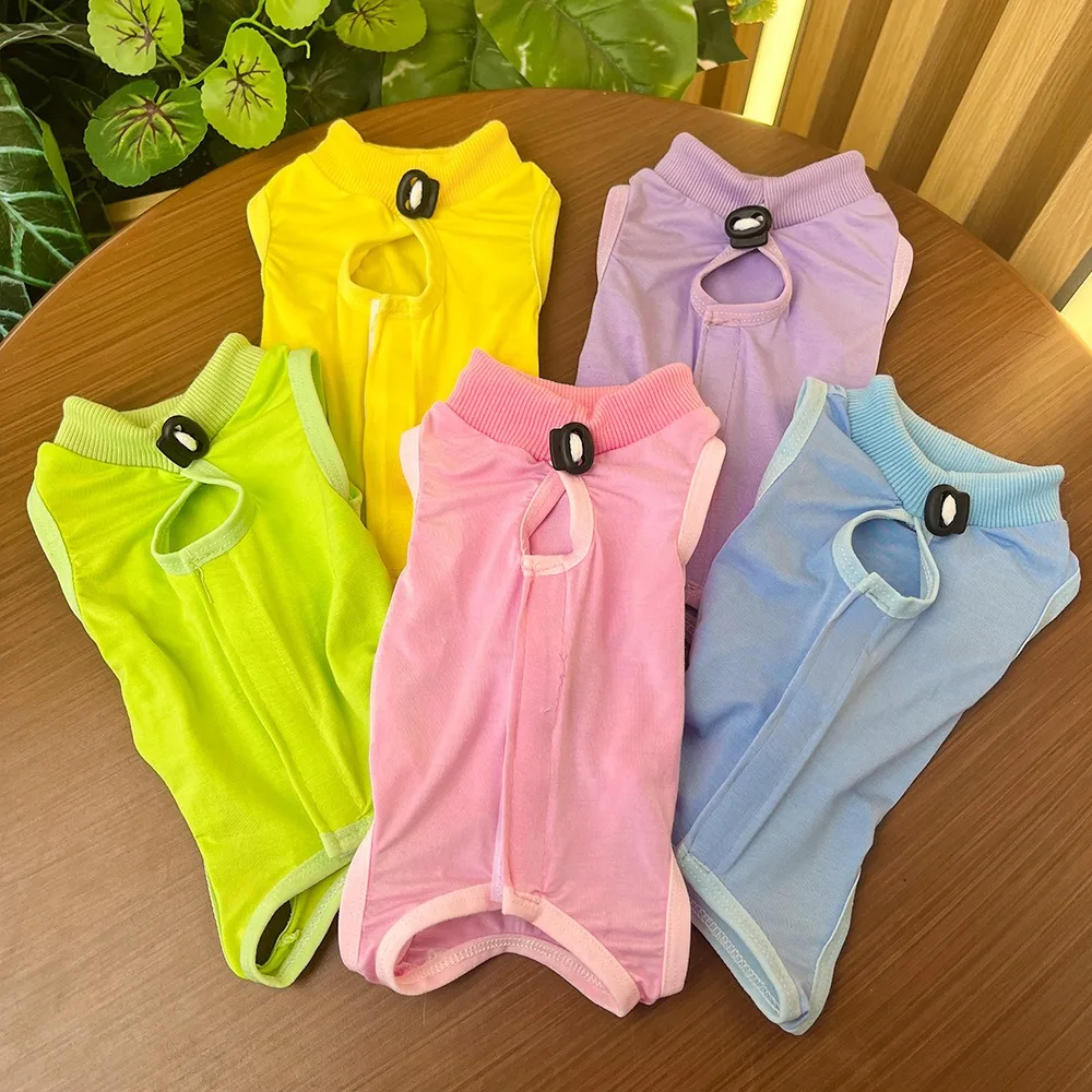 

Pet Supplies Cat Post Spay/neuter Clothes Anti Licking and Biting Puppy Summer Jumpsuits Clothes Velcro Breathable Vests