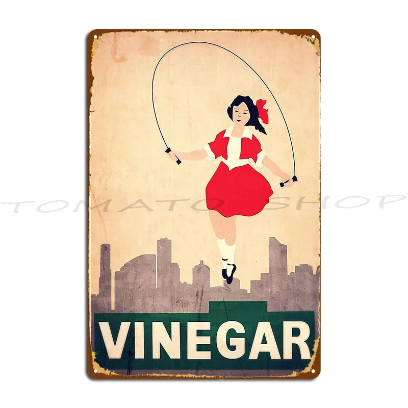 Skipping Girl Vinegar Metal Signs Design Pub Cave Design Party Plates Character  Tin Sign Poster