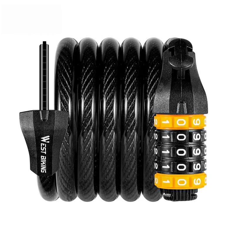 AliExpress West Biking WEST BIKING Bike Cable Lock MTB Road Bike Security Steel Cable Anti-theft 4/5 Password Lock Scooter Motorcycle Bicycle Accessory
