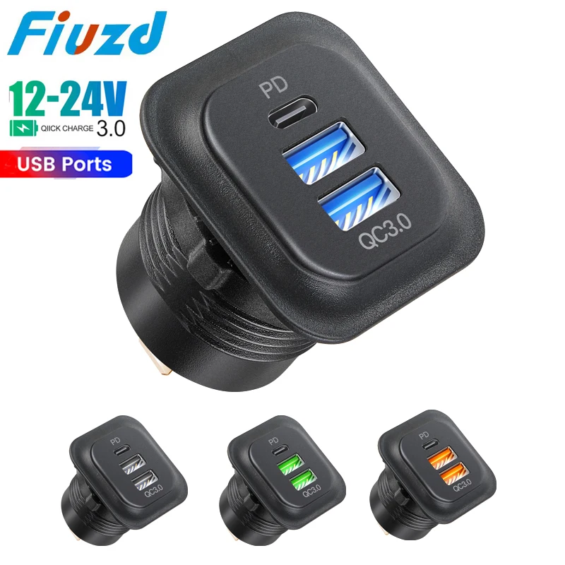 

12V/24V Quick Charge 3.0 Power Adapter Socket Outlet 24V Cigarette Lighter fast charging for Car Boat Marine RV Motorcycle