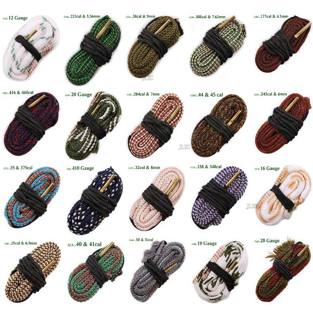 Corde de nettoyage d'alésage de pistolet de chasse. 22 Cal.223 12GA, Kit de brosse de nettoyage de fusil, outil de calibre de baril de fusil pour accessoires de fusil de chasse