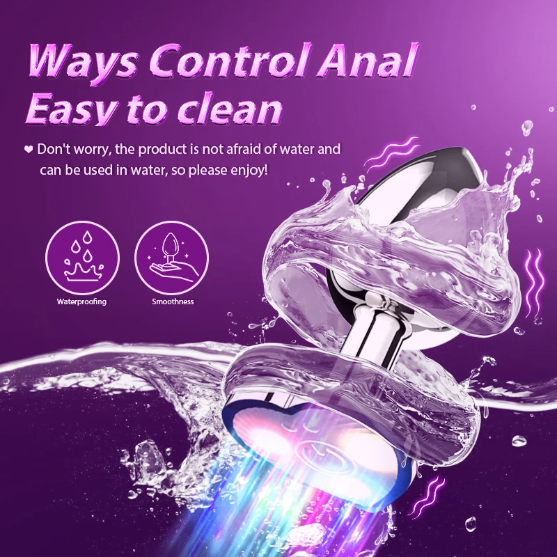 Vibrating Remote Heart-Shaped App Control Man and Woman Metal Anal Plug Adult Luminous Electric Anal Dildo Couple Intimate Toys