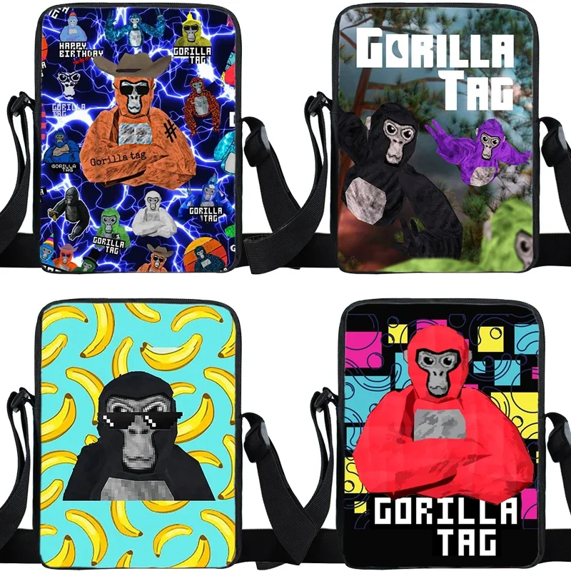 مضحك لعبة الغوريلا العلامة طباعة حقيبة كروسبودي أنيمي الكرتون حقيبة كتف الفتيات حقيبة يد الموضة عادية حقيبة الهاتف المحمول المحافظ هدية