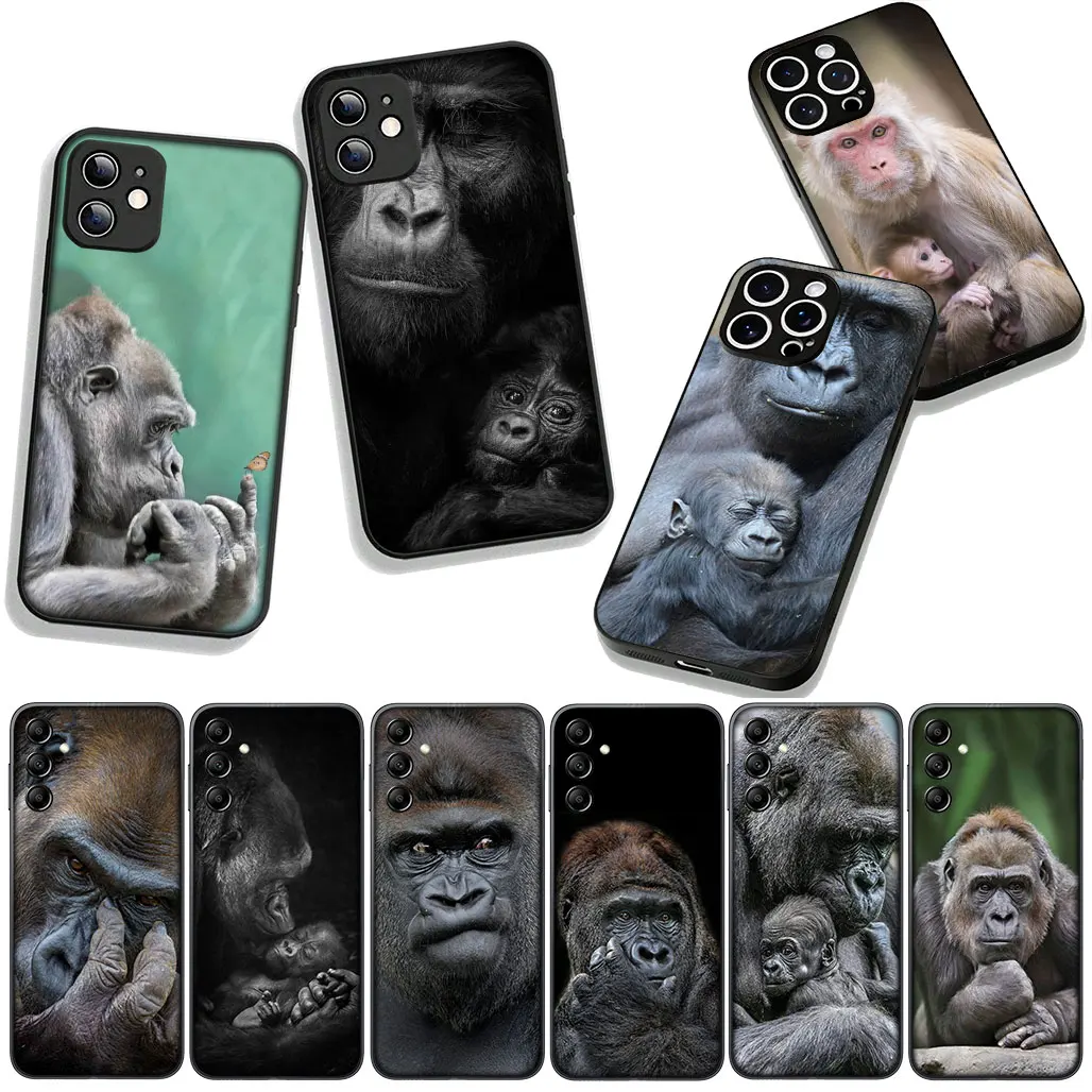 Monkey Cute Gorilla Ape Baby Phone Case for Samsung Galaxy S25 S24 S22 S23 FE Ultra Plus S7 Edge A56 A05 A06 A15 A16 A26 A36