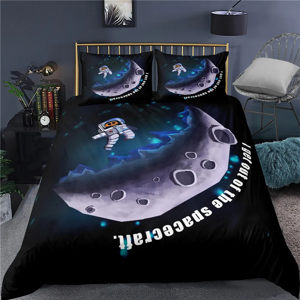 3D Astronaut Bedding Set Spaceman Duvet Cover Set Kid Gift 3 Pieces  Bedcloth with Pillowcase Twin Full Queen King Size