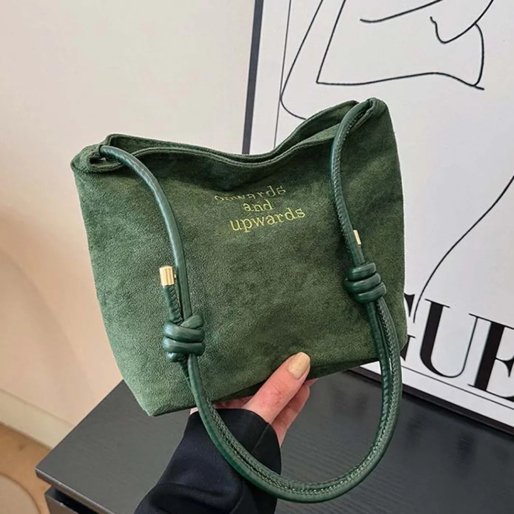 Bolsa de camurça de grande capacidade feminina com fivela magnética, letra versátil, bolsa PU de veludo, bolsa retrô fosco, inverno