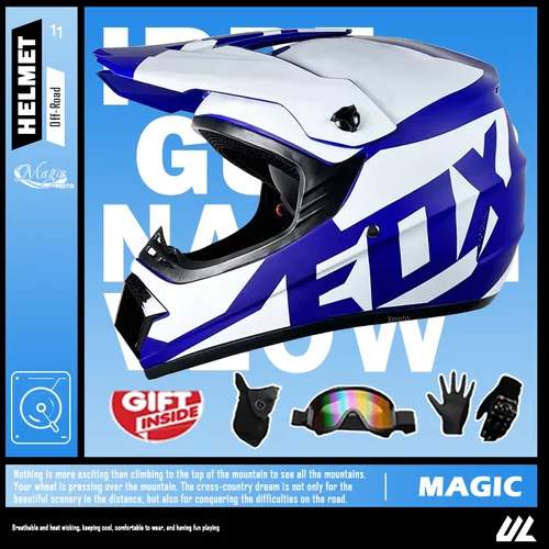 Kit de casco MX para niños - Casco integral certificado DOT/ECE + gafas todoterreno ventiladas + guantes de montar