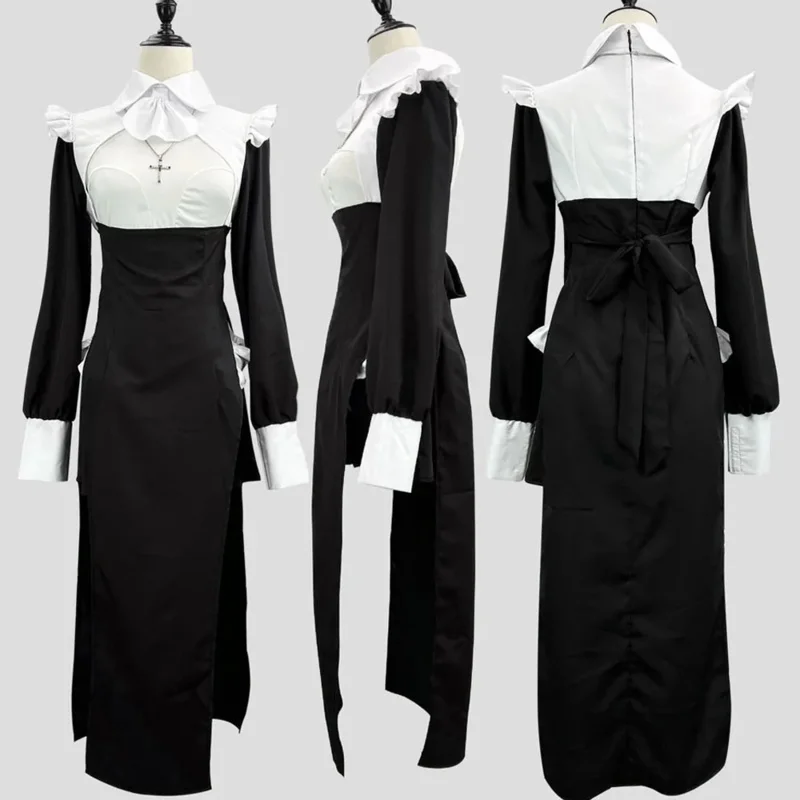 

Large S-5XL Nun Cosplay Costume Traditional Adult Valak Black Religious Robe Suit Halloween Party Demo Nun Performance Clothes