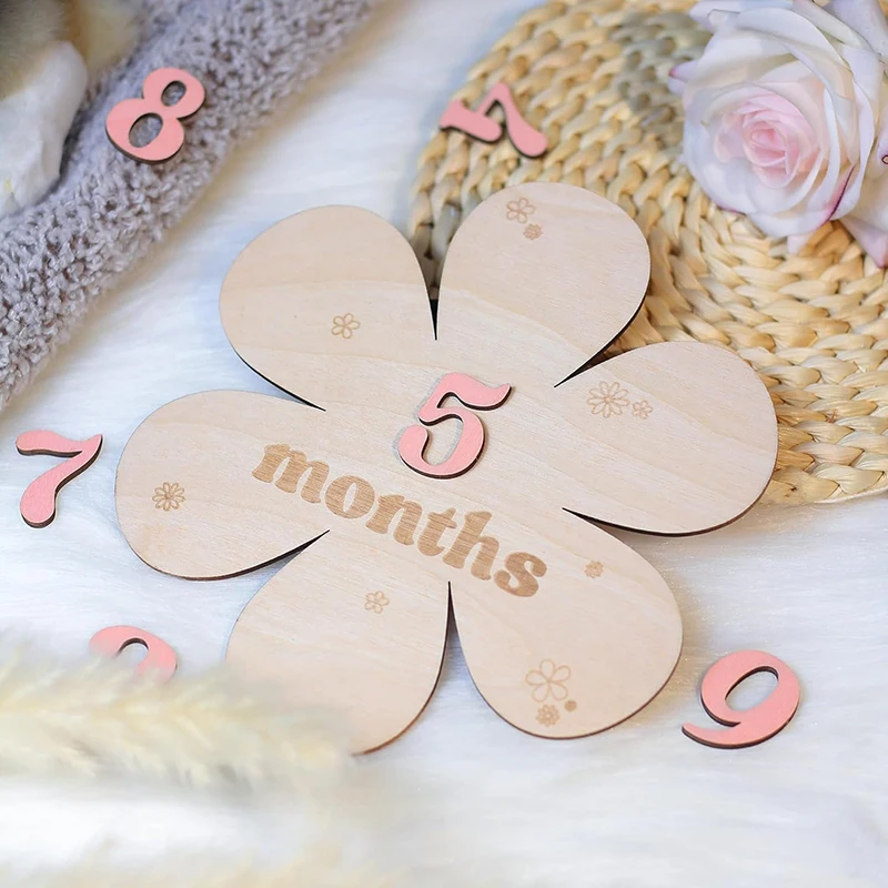 

Newborn Flower Photography Accessories Newborn Photography Props Baby Accessories Milestone Wooden Sticker Shooting Props Gifts