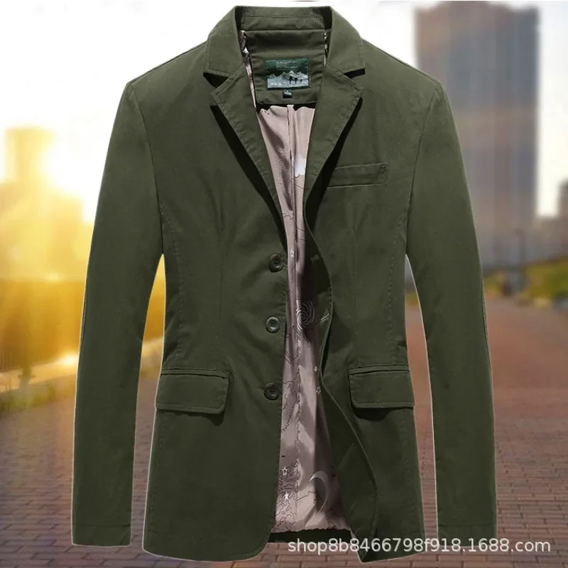 

HOO 2024 Men's Autumn New Leisure blazer Cotton Three-Button Fashion Denim blazers