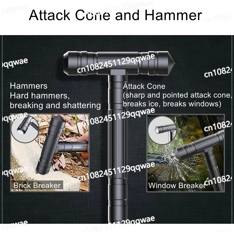 T-type camping survival tool telescopic folding magic wand multi-functional outdoor emergency