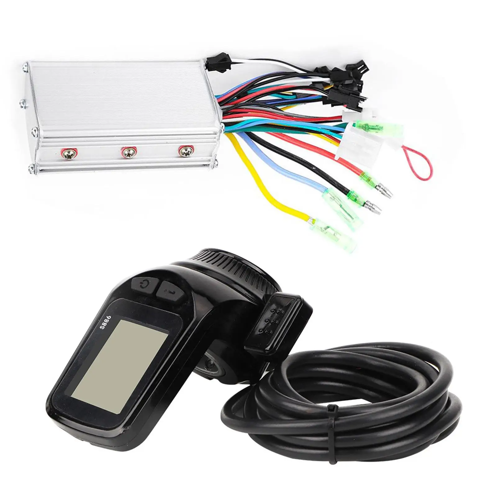 Electric Bike Motor Controller & LCD Display Set for E-Bikes, Scooters - 24V/36V/48V/60V 350W Brushless