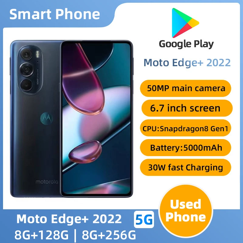 Motorola Moto Edge+ 2022 XT2201 5g ROM 256 ГБ 6,7-дюймовый AMOLED-экран Процессор Snapdragon 8 Gen1 5000 мАч Б/у телефона