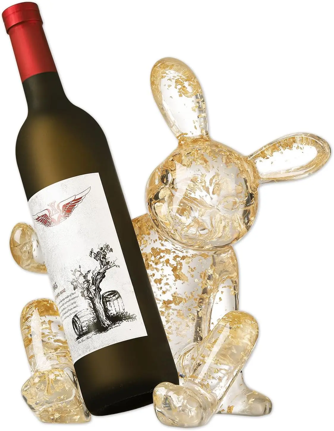 

Tabletop s,Rabbit Wine Holder Countertop, Crystal Clear Re n Bunny , Cute Wine Bottle Stand for Kitchen Bar, Gift