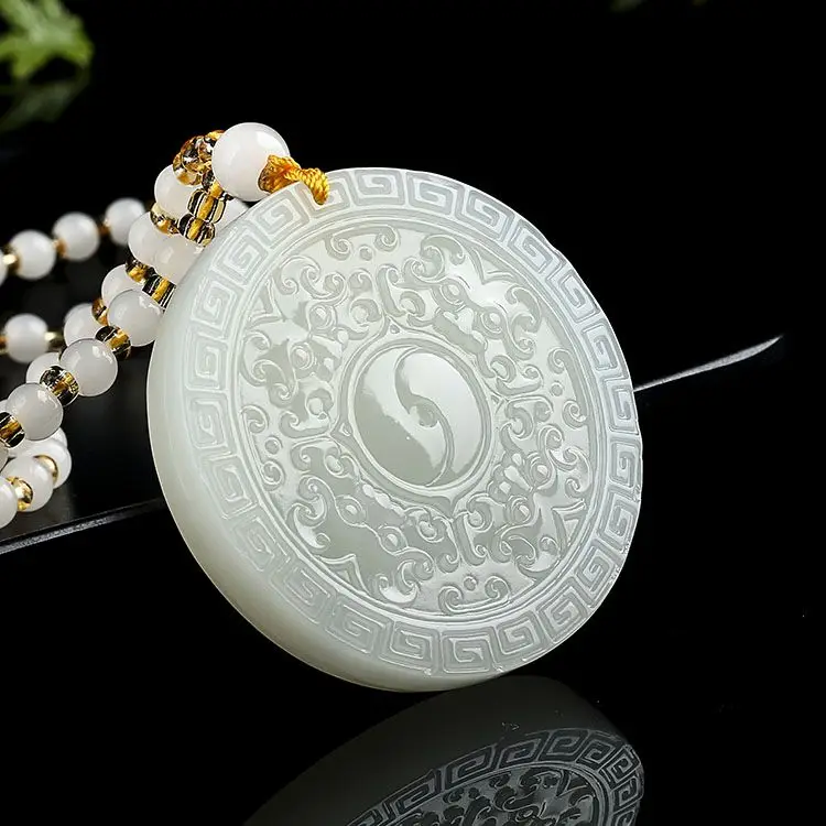 

Lucky Jade Pixiu Pendant Men's and Women's Transshipment Tai Chi Bagua Safety Buckle Antique Necklace