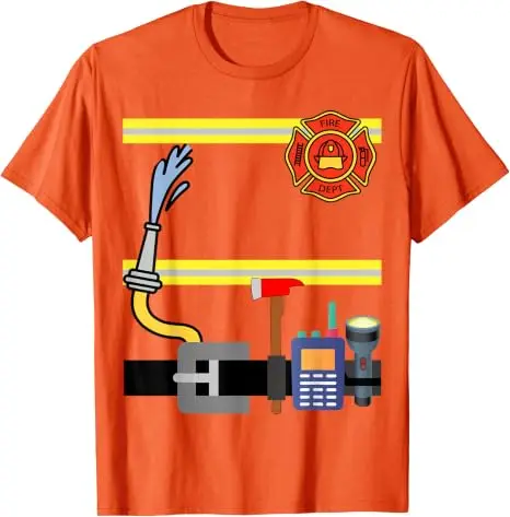 Feuerwehrmann Halloween DIY Feuerwehruniform Lazy Kostüm Anzieh-T-Shirt Y2k Fantastisches Feuerwehrmann-Grafik-T-Shirt Persönlichkeits-Streetwear – Detail 19