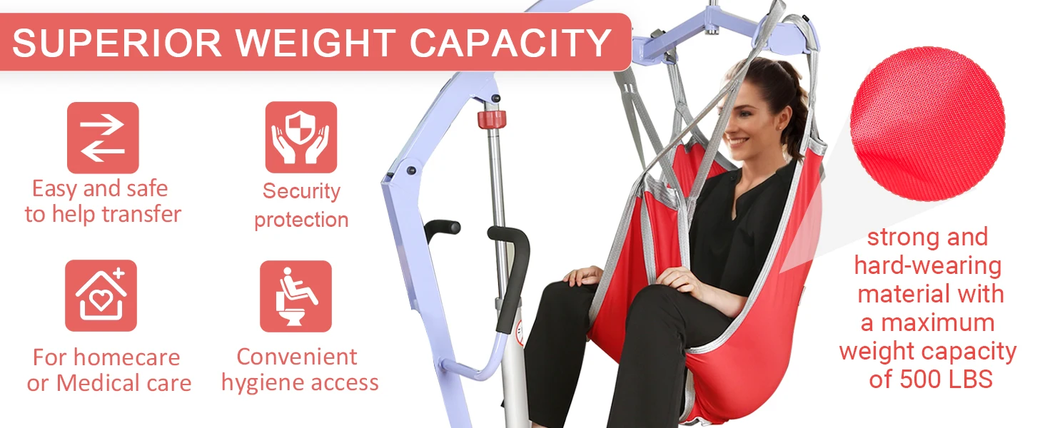 Ehucon Patient Lift geteilter Beinschlinge mit unterem Rücken, Transferhebebühne, Hoyer-Schlinge zum Heben und Positionieren von 500 Pfund SWL – Detail 2