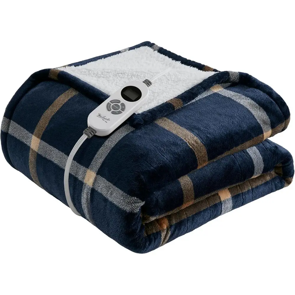 

Woolrich Heated Throw Blanket with Ultra Sot Plush and Sherpa Reverse, 12 Heat Settings, Auto Shut-O, armhouse & English Country