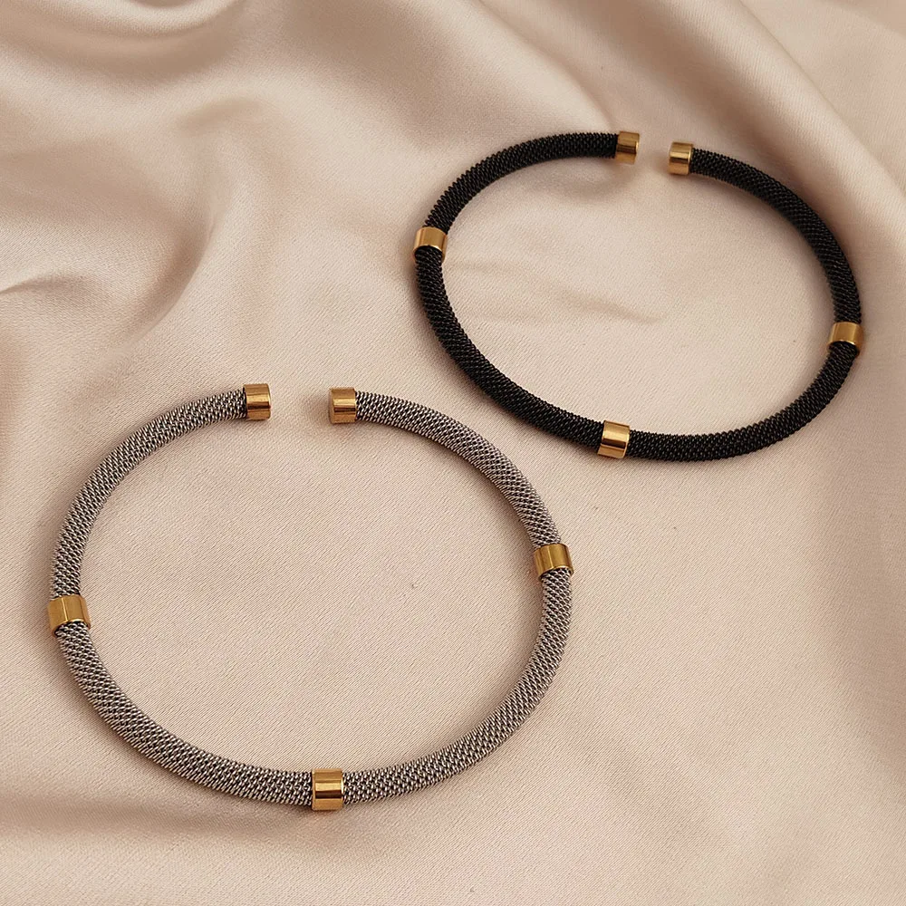 New steel wire braided mesh gold plated bracelet, high quality waterproof silver bracelet for women, wedding jewelry