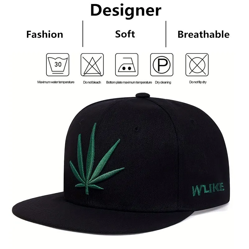 Unisex Plant Embroidery Hip-hop Hats Outdoor Adjustable Casual Baseball Caps Sunscreen Hat