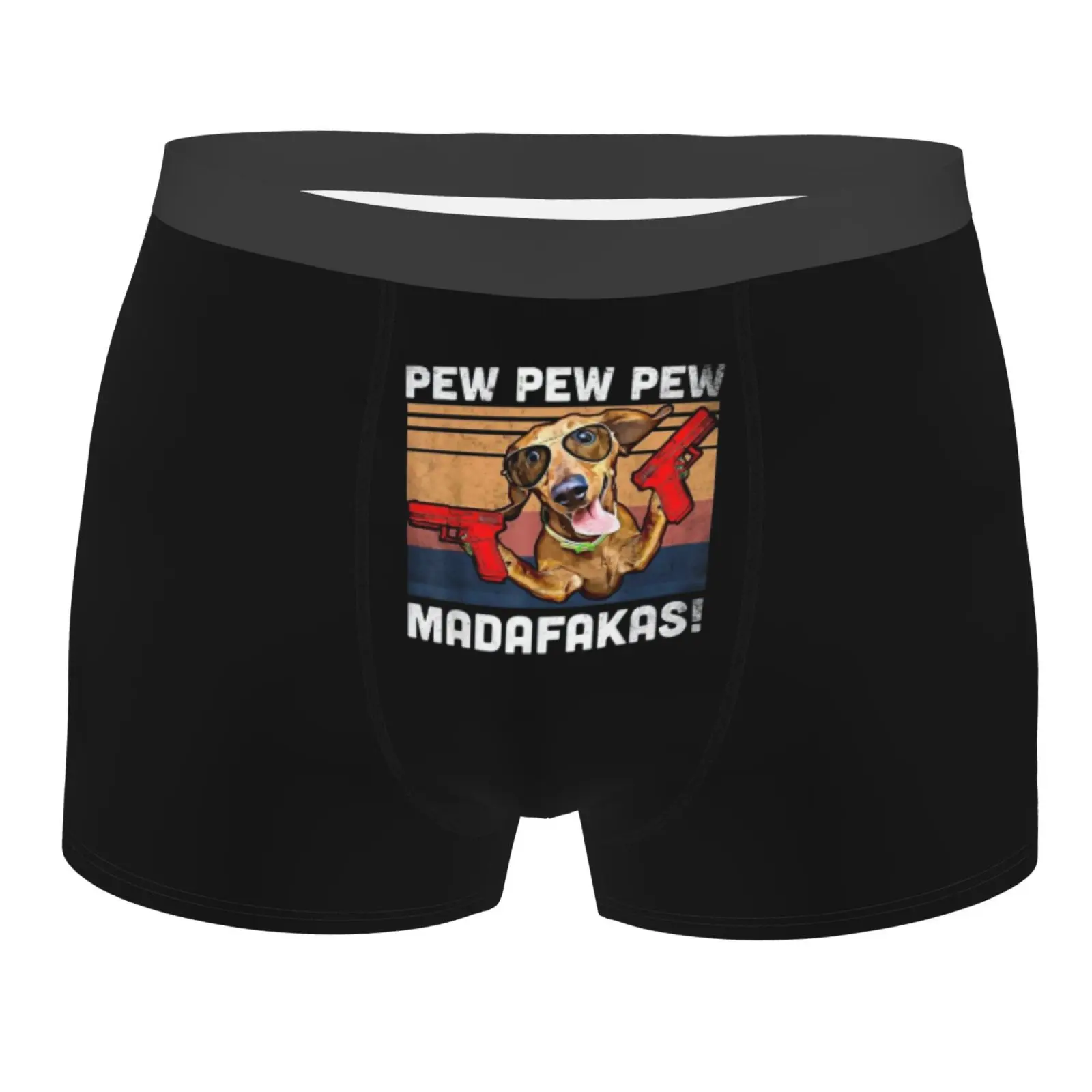 

Pew Pew Madafakas Dachshund Men's Breathable Boxer Briefs Comfort Soft Stretch Underwear Trunks with Bulge Pouch for Men Boys