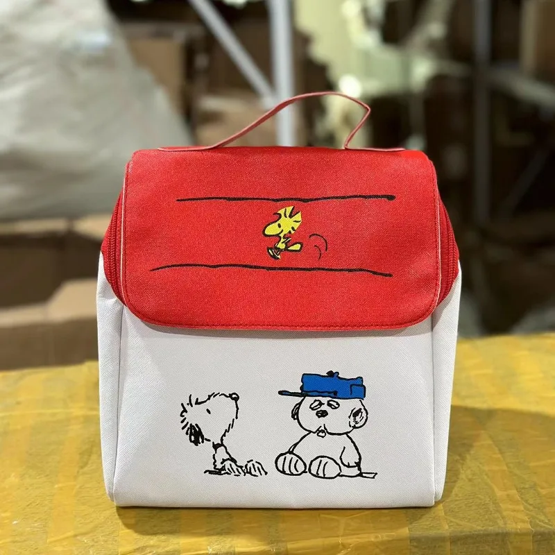 Snoopy torebka do przechowywania makijażu uroczy studencki Lunch przenośna torebka kreskówkowe kobiety o dużej pojemności kreatywne piknikowe duże