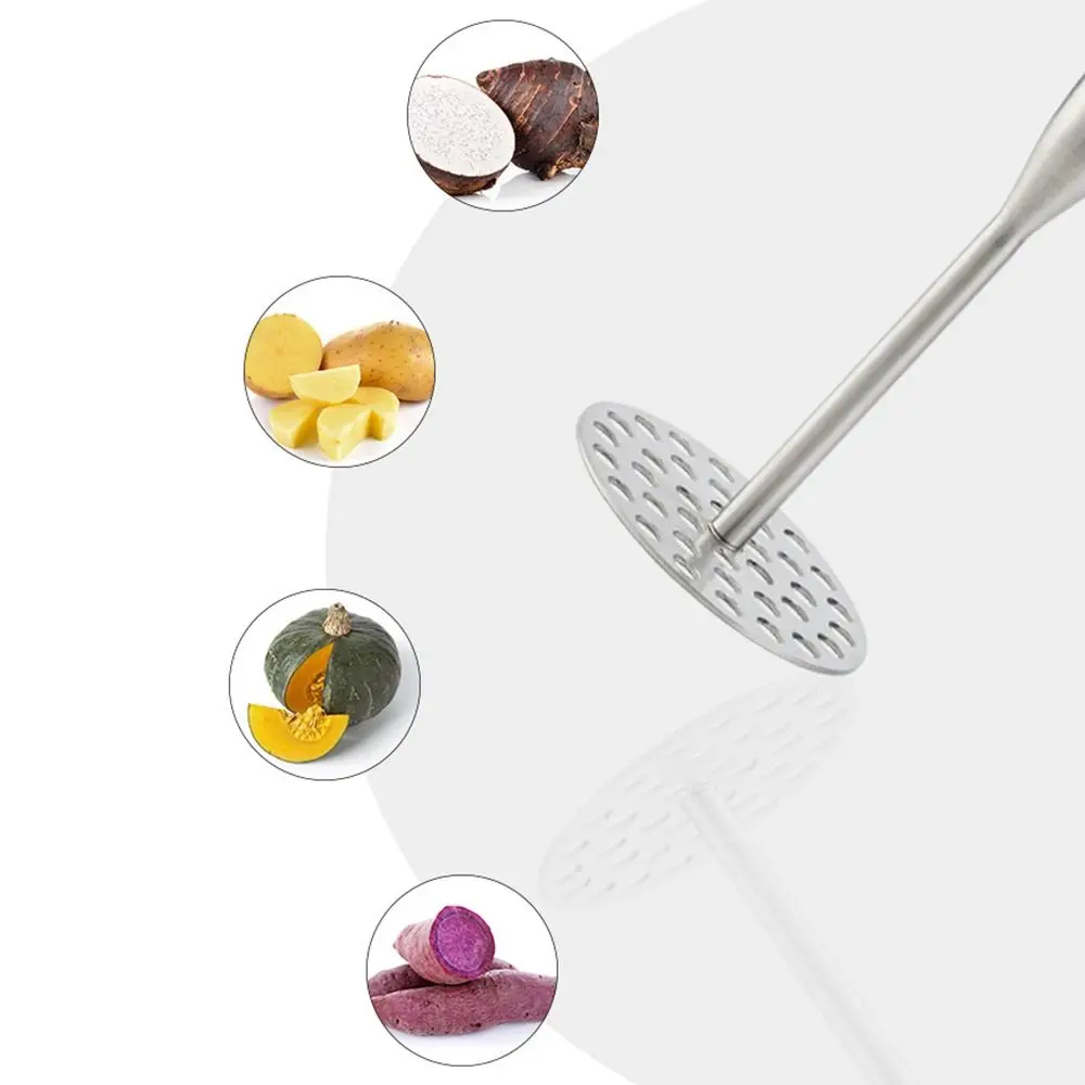 

Hand Press Manual Potato Masher Comfort Grip Stainless Steel Vegetable Smasher Handheld Non-Slip Garlic Press Meat/Pumpkin/Egg