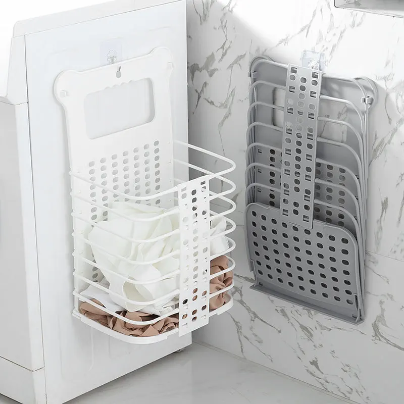 Folding Laundry Basket Free Punch Wall Hanging Laundry Basket Dirty Clothes Basket Lou Storage Basket Toy Storage basket