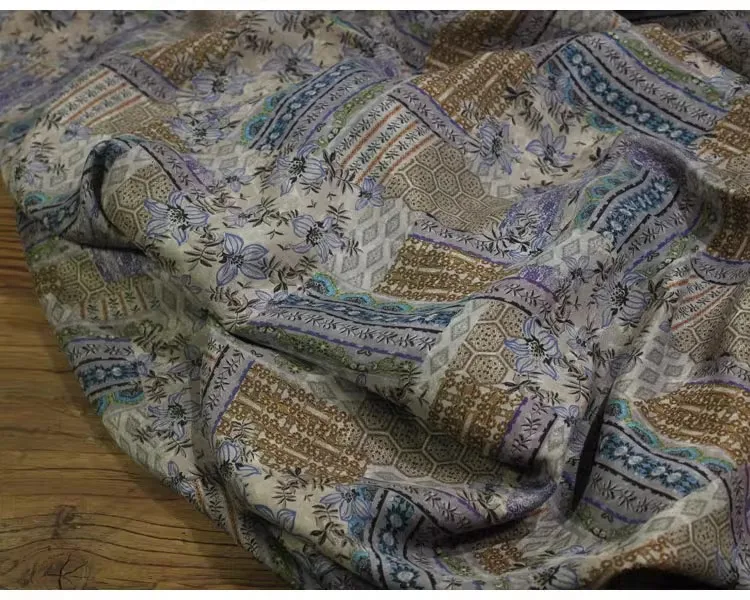 1yard high quality Copper ammonia wire fabric vintage pattern tela dress shirt bag cheongsam fabric for clothing