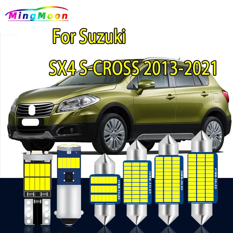 10Pcs Canbus LED Interior Dome Map Light Kit For Suzuki SX4 S-CROSS 2013 2014 2015 2016 2017 2018 2019 2020 2021 Car Bulbs