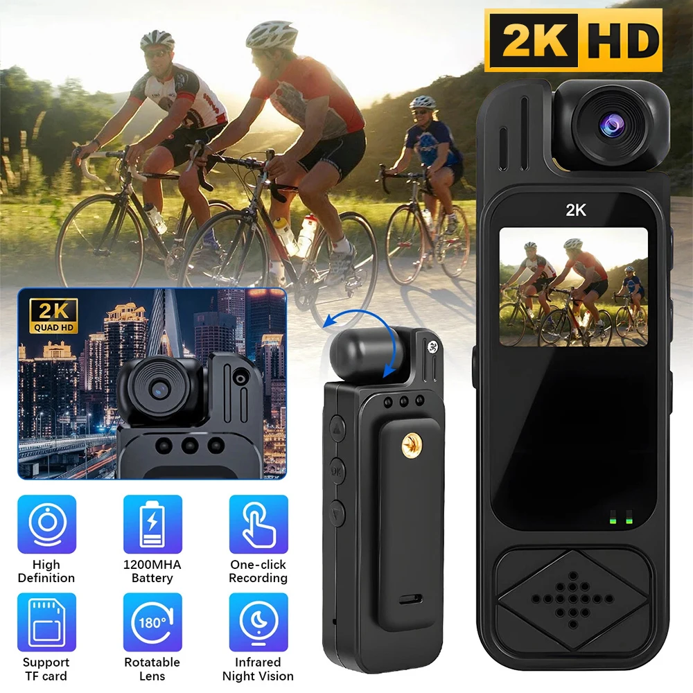 

2K 1080P HD WiFi Mini Body Camera Portable Digital Video Recorder Police BodyCam Night Vision Sports DV Bicycle Small Camcorder