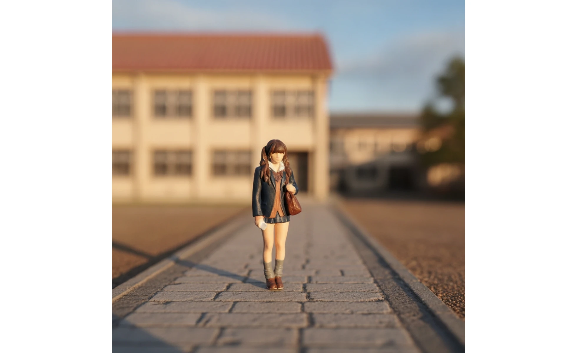 School Girl Miniature Hand-Painted 3D Printed Figurine for Hobbyists, Diorama, Model Scene