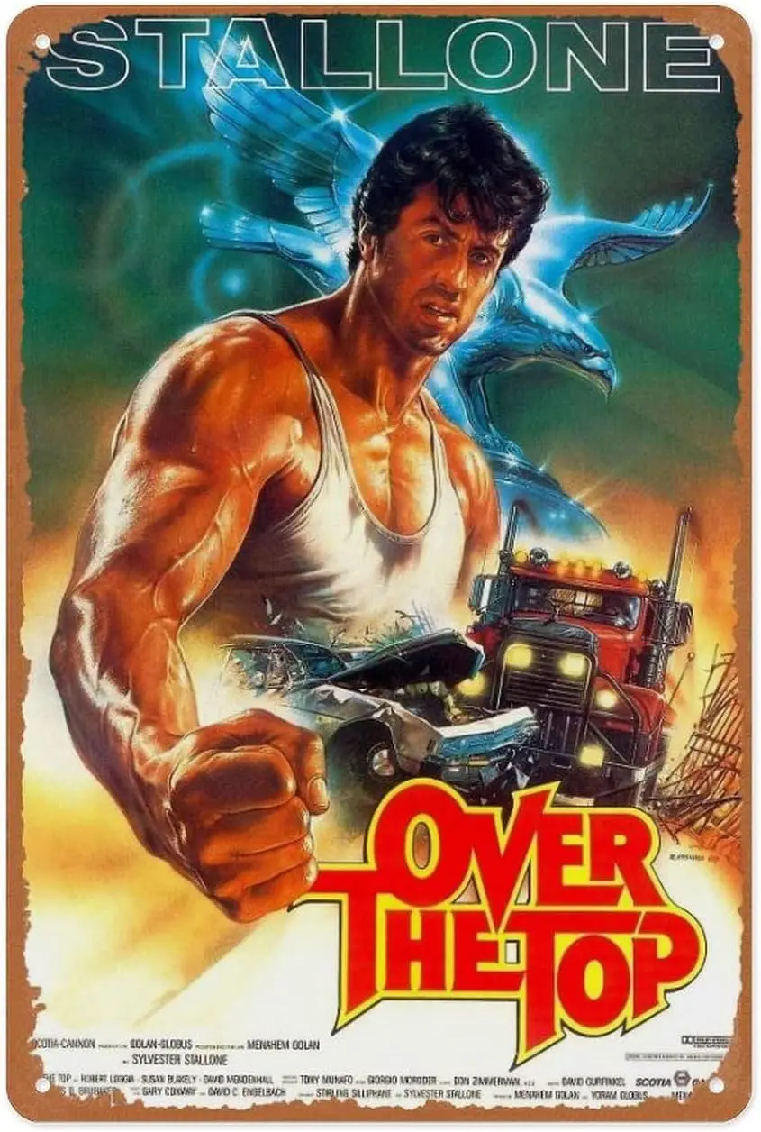 Letrero metálico conmemorativo de películas icónicas - Over The Top Movie - Arte de pared de películas clásicas | Tributo a Películas Icónicas para Decoración de Cine en Casa - Aluminio