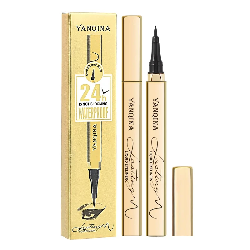 No Smudge Hot Sale Cross Border for Precise Eye Definition Beauty24H Waterproof Liquid Eyeliner Pen Gold Tube