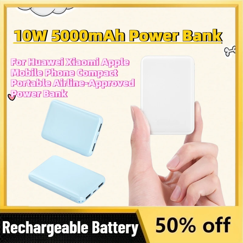 

Fast Shipping New Mini 10W 5000mAh Power Bank for Huawei Xiaomi Apple Mobile Phone Compact Portable Airline-Approved Power Bank