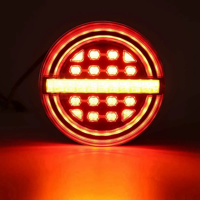 5.3Inch Round LED Truck Trailer Light Rear Brake Light DRL Flow Turn Signal Light For Truck Ships Van Boat Lorry