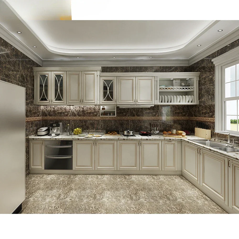 American Luxury Kitchen Cupboard  Kitchen Cabinet Set Solid Wood Plywood Melamine Ready To Assemble