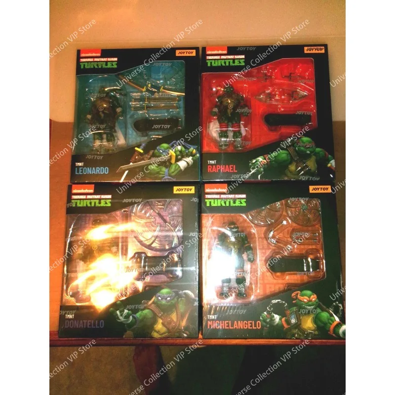Figuras de Acción JOYTOY 1/18 de las Tortugas Ninja Michelangelo, Donatello, Leonardo y Raphael, Modelos de Anime para Colección y Exhibición