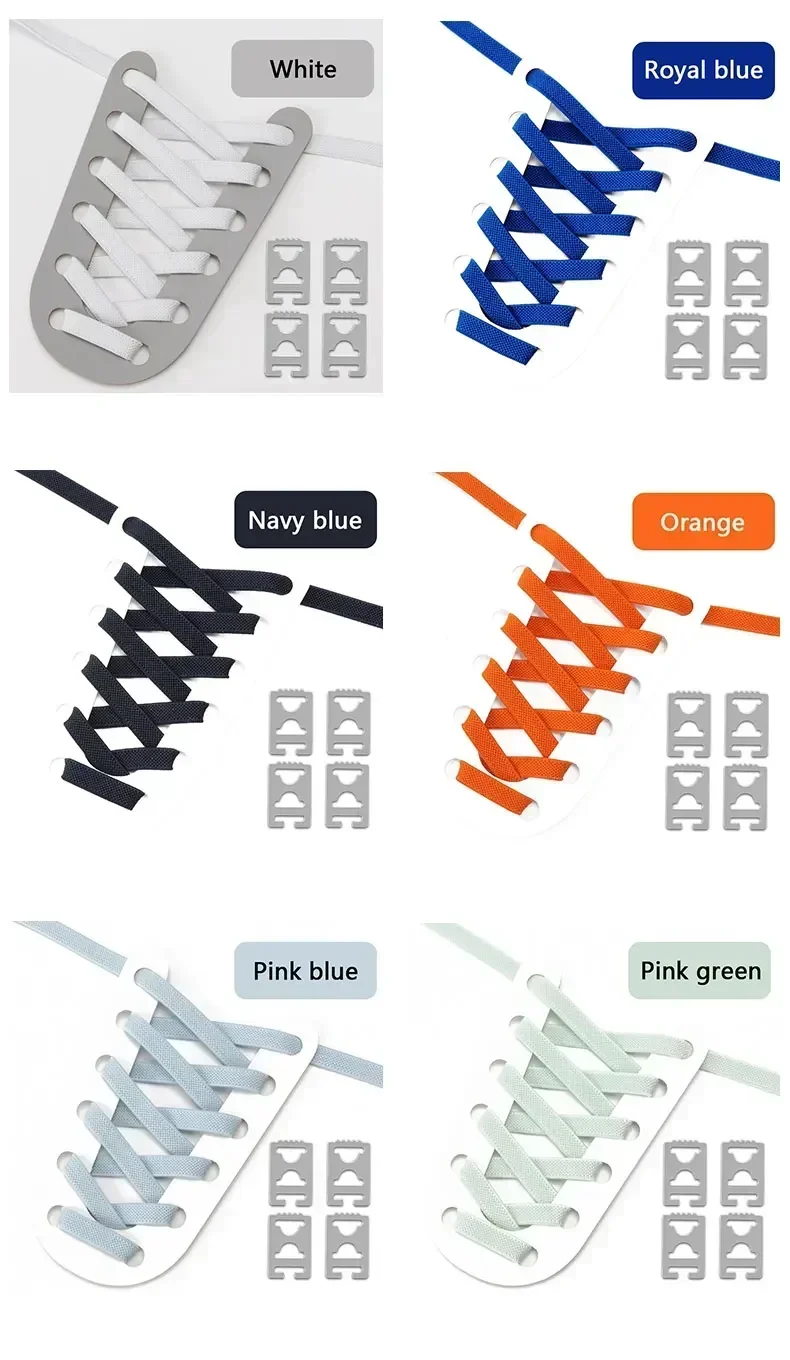 Elastische, flache Schuhbänder ohne Schnürsenkel mit Metallschnallen, Ersatz-Schnürsenkel für Erwachsene, Kinder, Sneaker und Freizeitschuhe – Detail 9