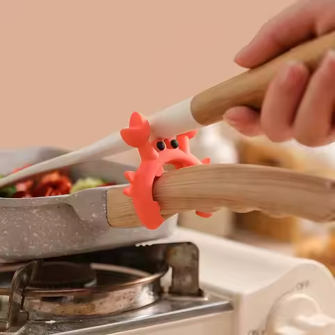 Crab-Shaped Silicone Spatula Holder - Heat-Resistant Kitchen Utensil Rest, Essential Cooking Accessory for Safe and Easy Storage