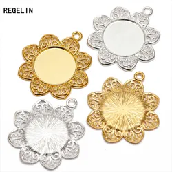 REGELIN Fashion High Qualtity 10pcs/lot Silver/Gold Tray Round Inner 25 mm Fit Cabochon Jewelry Making