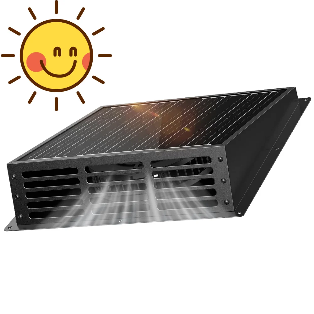 25W Solar Fan, Solar Exhaust Fan, Waterproof Easy Install Greenhouse Fan for Shed, Attic, Barn, Dog House, Chicken Coop