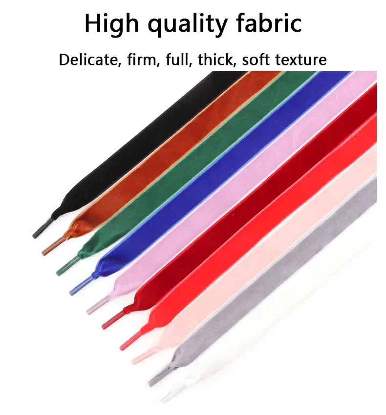 Samt flache Schnürsenkel Schnee garn Satin Seide Band Schnürsenkel Mode Turnschuhe Schnürsenkel für Frauen 1,5 cm Breite 120/140/160cm – Detail 5