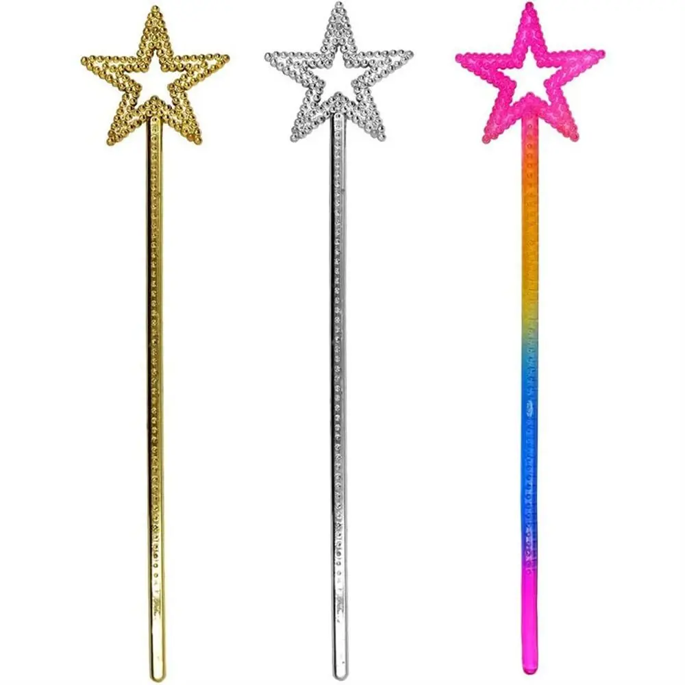 Cosplay Props Five Pointed Star Princess Sticks Golden Silver 13 Inches Fairy Wand Plastic Festival Star Wand Wedding