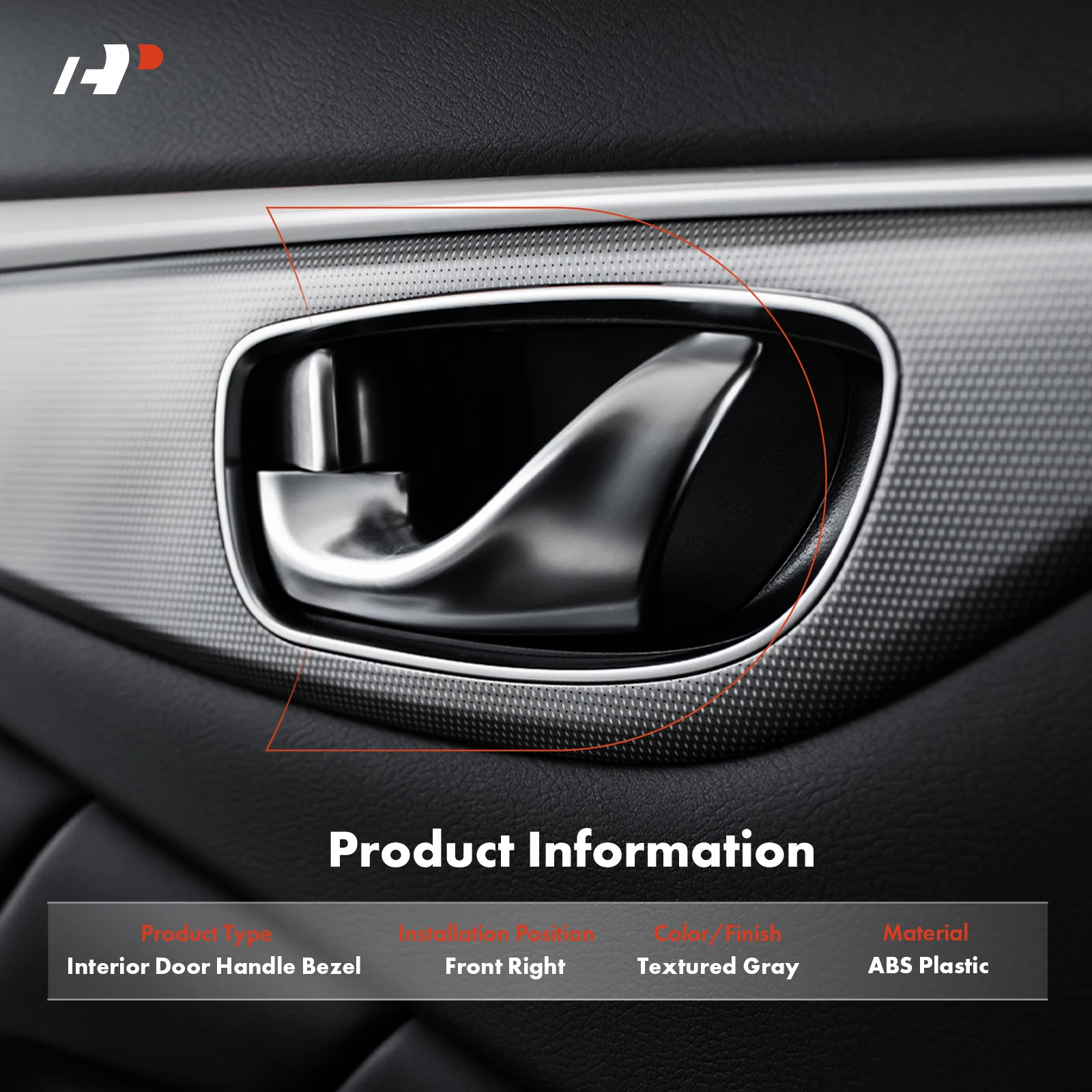 A-Premium Front Passenger Side Texture Gray Interior Door Handle Bezel for Chevrolet Trailblazer 2002-2009 Trailblazer EXT