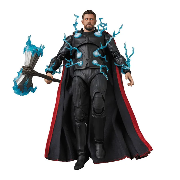 Avengers Thor Action doll Submachine Gun Axe Interchangeable Head Hinged PVC Collectible Model Toy with Display Stand Gift